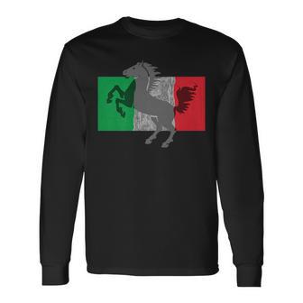 Italian Flag Stallion Horses Italy Pony Long Sleeve T-Shirt - Monsterry