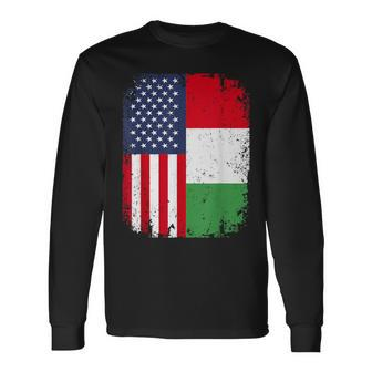 Italy Usa American Flag Italian Dual Citizenship Long Sleeve T-Shirt - Monsterry AU