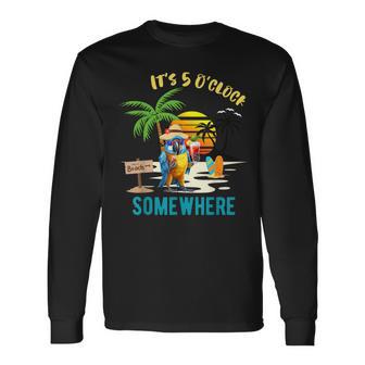 It's 5 O’Clock Somewhere Parrot Sunset Drinking Long Sleeve T-Shirt - Seseable