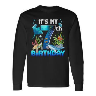 It's My 7Th Birthday Party Ocean 7 Years Old Sea Fish B-Day Long Sleeve T-Shirt - Monsterry DE