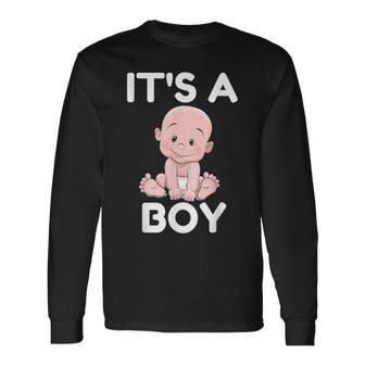 It's A Boy Blue Boy Baby Shower Adoption Gender Revea Long Sleeve T-Shirt - Thegiftio UK