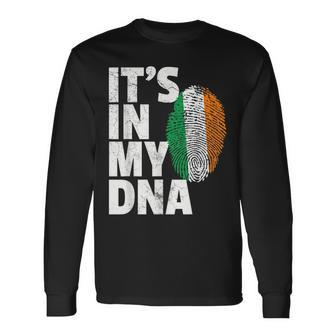 It's In My Dna Irish Ireland Flag National Pride Roots Long Sleeve T-Shirt - Thegiftio UK