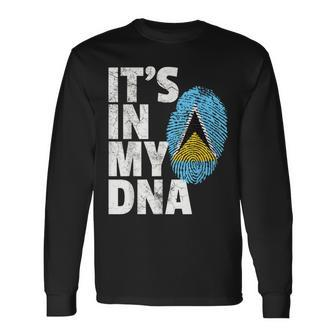 It's In My Dna St Saint Lucia Flag Pride National Country Long Sleeve T-Shirt - Monsterry UK