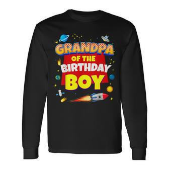 Its My Grandpa Birthday Boy Space Astronaut Family Matching Long Sleeve T-Shirt | Mazezy