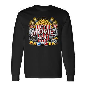 It's Movie Night Popcorn Cinema Long Sleeve T-Shirt - Monsterry