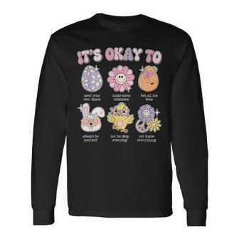 It's Okay To Retro School Easter Counselor Mental Health Long Sleeve T-Shirt | Mazezy