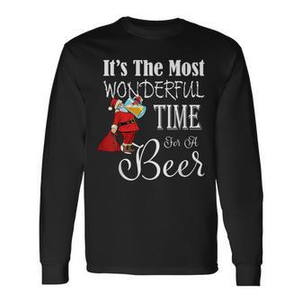 It's The Most Wonderful Time For A Beer Christmas Santa Hat Long Sleeve T-Shirt - Monsterry DE