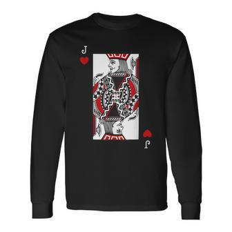 Jack Of Hearts Valentines Day Cool Playing Card Poker Long Sleeve T-Shirt - Monsterry UK