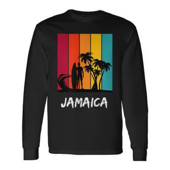 Jamaica Holiday Vacation Souvenir Retro Surfing Long Sleeve T-Shirt - Thegiftio UK