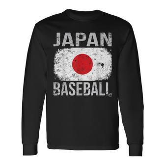 Japan Baseball Japanese Flag Long Sleeve T-Shirt - Monsterry DE
