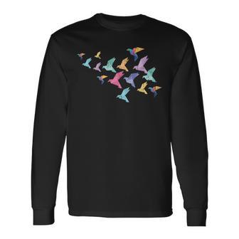 Japanese Culture Crane Origami Master Colorful Origami Long Sleeve T-Shirt - Monsterry CA