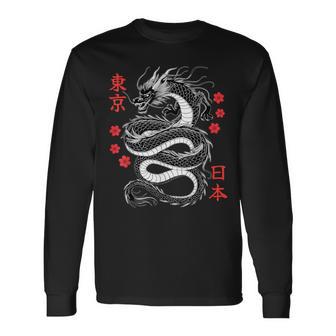 Japanese Dragon Tokyo Japan 80'S Asian Mythical Anime Tattoo Long Sleeve T-Shirt - Thegiftio