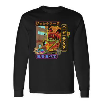 Japanese Monster Movie Kaiju Anime Burger Monster Long Sleeve T-Shirt - Thegiftio