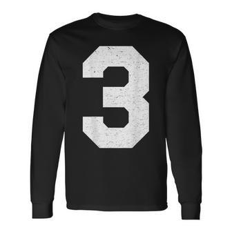 Jersey Number 3 Athletic Style Long Sleeve T-Shirt - Monsterry