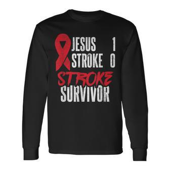 Jesus 1 Stroke 0 Stoke Awareness Stroke Survivor Long Sleeve T-Shirt - Monsterry UK