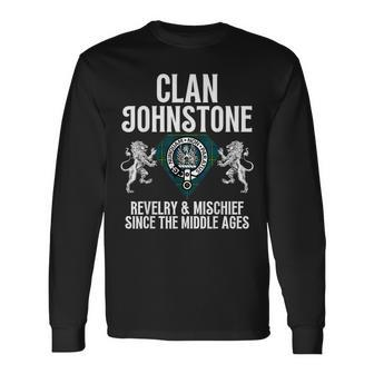 Johnstone Clan Scottish Name Coat Of Arms Tartan Family Long Sleeve T-Shirt - Seseable