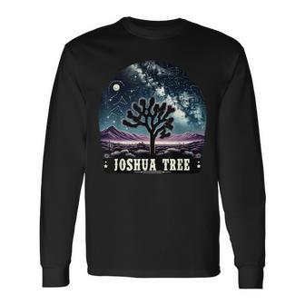 Joshua Tree National Park Night Scene Hiking Camping Outdoor Long Sleeve T-Shirt - Seseable