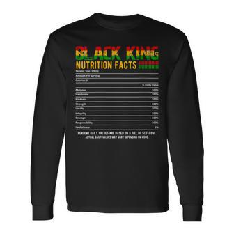 Junenth Black King Nutrition Facts Father's Day Melanin Long Sleeve T-Shirt - Thegiftio UK