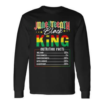 Junenth Black King Nutrition Facts Melanin African Men Long Sleeve T-Shirt - Monsterry
