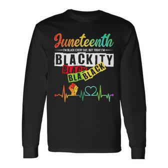 Junenth Blackity Heartbeat Black History African America Long Sleeve T-Shirt - Seseable