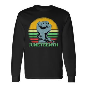 Junenth Raised Hand Broken Chains June 19 1865 Meme Long Sleeve T-Shirt - Monsterry AU