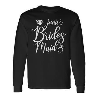 Junior Bridesmaid Wedding Bridal Bachelorette Party Long Sleeve T-Shirt - Monsterry