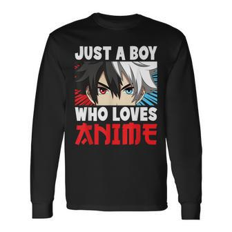 Just A Boy Who Loves Anime Japanese Anime Boy Manga Long Sleeve T-Shirt - Seseable