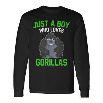 Just A Boy Who Loves Gorillas Toddler Gorilla Long Sleeve T-Shirt - Thegiftio UK