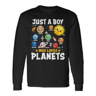 Just A Boy Who Loves Planets Astrology Space Solar Systems Long Sleeve T-Shirt | Mazezy DE