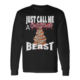 Just Call A Christmas Beast With Cute Ginger Tree Cookie Long Sleeve T-Shirt - Monsterry UK
