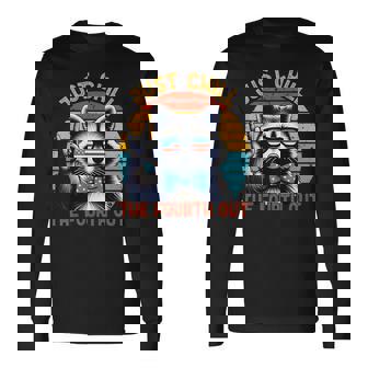 Just Chill The Fourth Out Raccoon 4Th Of July Vintage Long Sleeve T-Shirt - Thegiftio UK