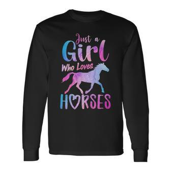 Just A Girl Who Loves Horses Riding Cute Horse Girls Women Long Sleeve T-Shirt | Mazezy