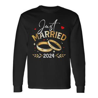 Just Married 2024 Wedding Anniversary For Couples Long Sleeve T-Shirt - Thegiftio UK