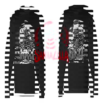 Kaiju Christmas Santazilla Japanese Monster Dinosaur Boys Long Sleeve T-Shirt | Mazezy