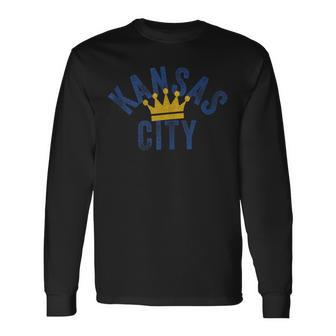Kansas City Vintage Kc Blue & Yellow Cool Kansas City Locals Long Sleeve T-Shirt - Monsterry AU