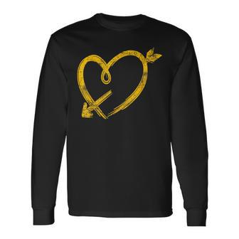 Kansas City Yellow Heart Arrow Red Kc Long Sleeve T-Shirt | Mazezy AU