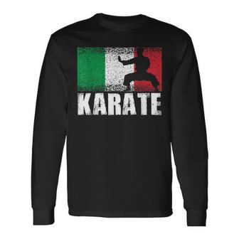 Karate Sport Italy Flag Italian Karate Martial Artist Long Sleeve T-Shirt - Monsterry UK