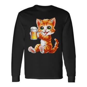 Katze Kater Trinkt Bier Zum Männertag Oderatertag Langarmshirts - Geschenkecke