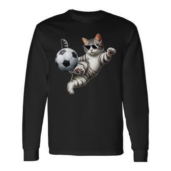 Katzen-Sonnenbrille Spielt Fußball-Kostüm Spielerbesitzer Liebhaber Langarmshirts - Geschenkecke