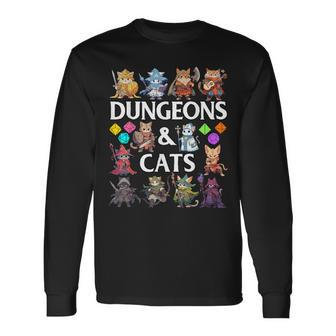 Kawaii Cat Hero D20 Dice Nerdy Rpg Gamer & Table Top Game Long Sleeve T-Shirt | Mazezy
