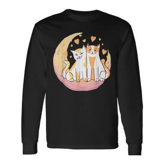 Kawaii Cat Purple Moon Celestial Feline Astrologer Stargazer Long Sleeve T-Shirt - Monsterry AU