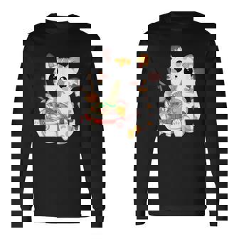 Kawaii Cat Ramen Noodles Anime Neko Japanese Manga Otaku Long Sleeve T-Shirt - Thegiftio