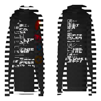 Kawaii Manga Sushi Eat Sleep Anime Repeat Cute Anime Long Sleeve T-Shirt - Monsterry