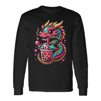 Kawaii Mythical Animals Kid Boba Tea Dragon Long Sleeve T-Shirt - Thegiftio UK