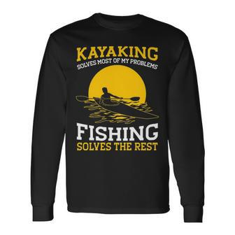 Kayaking Canoeing Kayak Angler Fishing Long Sleeve T-Shirt | Mazezy