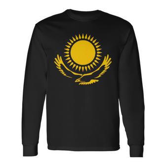 Kazakhstan Flag Symbol Golden Sun Eagle Proud Langarmshirts - Seseable