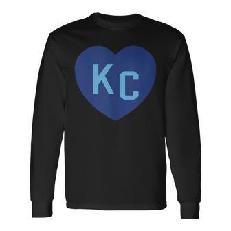 Kc Heart Kc Kansas City Kc Love Kc Powder Blue Kc 2-Letter Long Sleeve T-Shirt - Monsterry DE