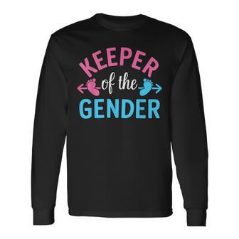 Keeper Of The Gender Cute Reveal Baby Announcement Party Long Sleeve T-Shirt - Seseable
