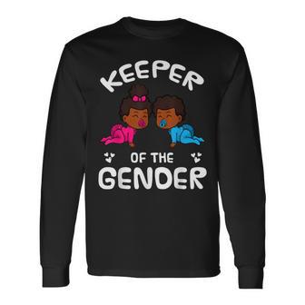 Keeper Of The Gender Reveal Announcement African American Long Sleeve T-Shirt - Monsterry DE