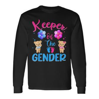 Keeper Of The Gender Reveal Bear Balloons Long Sleeve T-Shirt - Monsterry UK